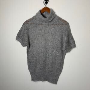 Womens Vintage Krizia Maglia Mohair Short Sleeve Sweater Silver Size M EUC!